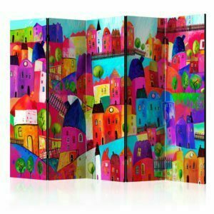 5-teiliges Paravent - Rainbow-hued town II [Room Dividers]
