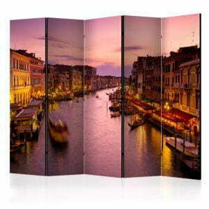 5-teiliges Paravent - City of lovers, Venice by night II [Room Dividers]