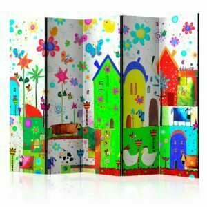 5-teiliges Paravent - Happy Farm II [Room Dividers]