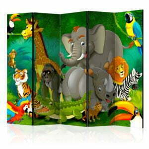5-teiliges Paravent - Colourful Safari II [Room Dividers]