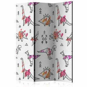 3-teiliges Paravent - Origami Dinosaurs [Room Dividers]