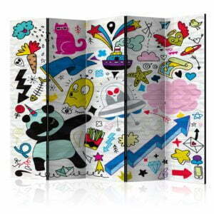 5-teiliges Paravent - Energetic Panda II [Room Dividers]