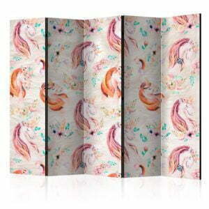 5-teiliges Paravent - Pastel Unicorns II [Room Dividers]