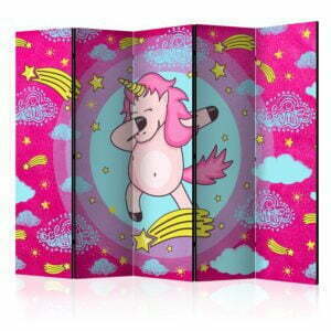 5-teiliges Paravent - Dancing Unicorn II [Room Dividers]