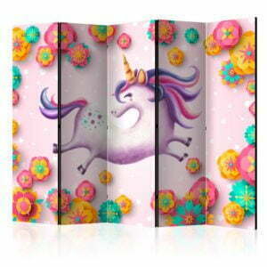 5-teiliges Paravent - Lithe Unicorn II [Room Dividers]
