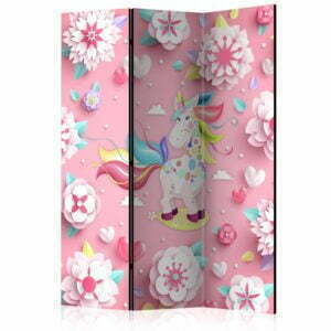 3-teiliges Paravent - Unicorn on Flowerbed [Room Dividers]