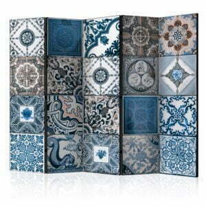 5-teiliges Paravent - Blue Arabesque II [Room Dividers]