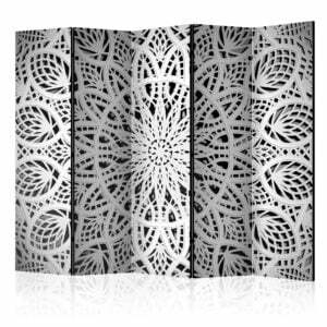 5-teiliges Paravent - White Mandala II [Room Dividers]