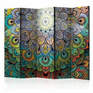 5-teiliges Paravent - Colourful Stained Glass II [Room Dividers]
