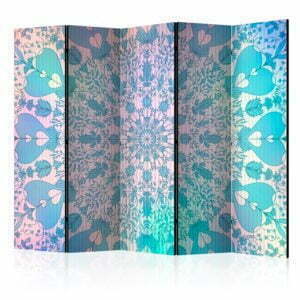5-teiliges Paravent - Girly Mandala (Blue) II [Room Dividers]