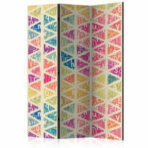 3-teiliges Paravent - Letters nad Triangles [Room Dividers]