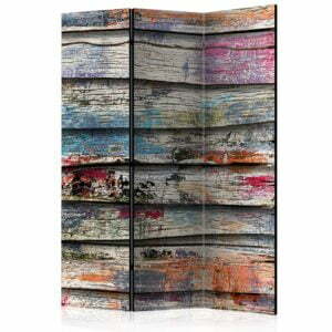 3-teiliges Paravent - Colourful Wood [Room Dividers]