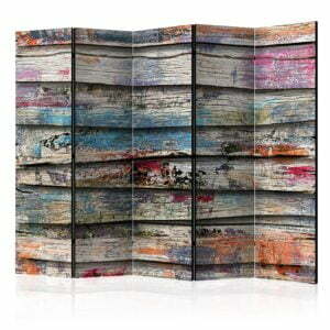5-teiliges Paravent - Colourful Wood II [Room Dividers]