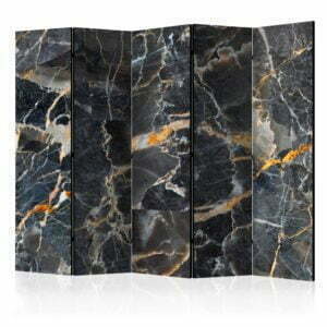 5-teiliges Paravent - Black Marble II [Room Dividers]