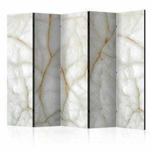 5-teiliges Paravent - White Marble II [Room Dividers]