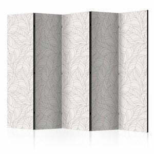 5-teiliges Paravent - Colourless Leaves II [Room Dividers]