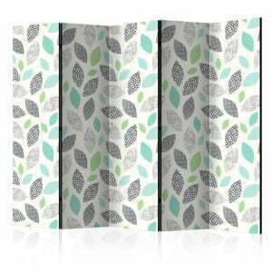 5-teiliges Paravent - Patterned Leaves II [Room Dividers]