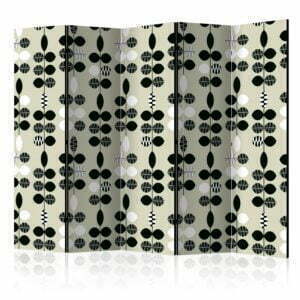 5-teiliges Paravent - Black and White Dots II [Room Dividers]
