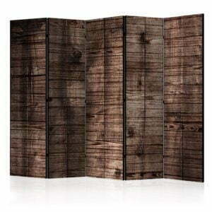 5-teiliges Paravent - Dark Brown Boards II [Room Dividers]