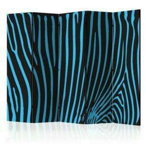 5-teiliges Paravent - Zebra pattern (turquoise) II [Room Dividers]