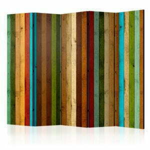 5-teiliges Paravent - Wooden rainbow II [Room Dividers]