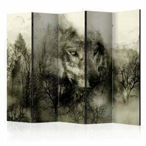 5-teiliges Paravent - Mountain Predator (Beige) II [Room Dividers]