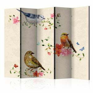 5-teiliges Paravent - Bird Song II [Room Dividers]