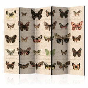 5-teiliges Paravent - Retro Style: Butterflies II [Room Dividers]