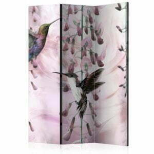 3-teiliges Paravent - Flying Hummingbirds (Pink) [Room Dividers]