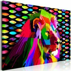 Wandbild - Rainbow Lion (1 Part) Wide