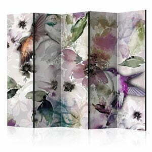 5-teiliges Paravent - Nature in Watercolor II [Room Dividers]