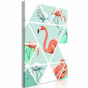 Wandbild - Geometric Flamingos (1 Part) Vertical