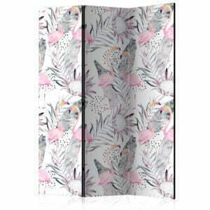 3-teiliges Paravent - Flamingos and Twigs [Room Dividers]
