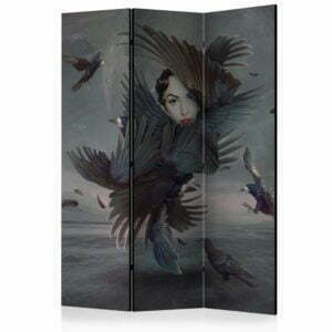 3-teiliges Paravent - Covered in feathers [Room Dividers]