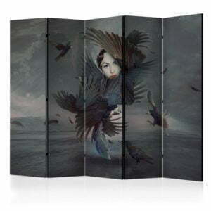 5-teiliges Paravent - Covered in feathers II [Room Dividers]