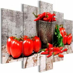 Wandbild - Red Vegetables (5 Parts) Concrete Wide