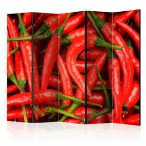 5-teiliges Paravent - chili pepper - background II [Room Dividers]