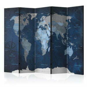 5-teiliges Paravent - Dark Blue World [Room Dividers]