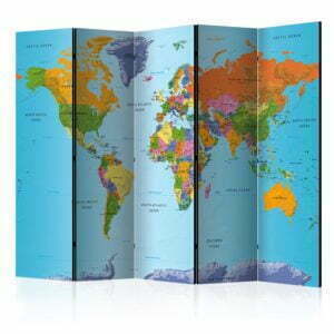 5-teiliges Paravent - Colourful Geography [Room Dividers]