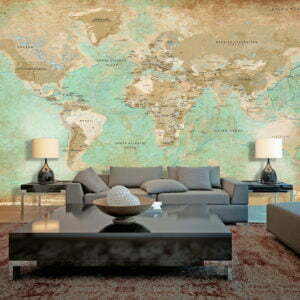 XXL Tapete - Turquoise World Map II