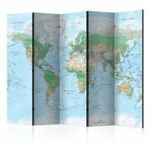 5-teiliges Paravent - World Map [Room Dividers]