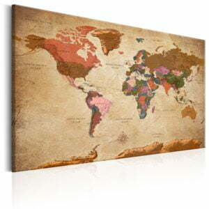 Wandbild - World Map: Brown Elegance