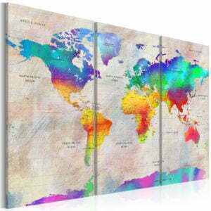 Wandbild - World Map: Rainbow Gradient