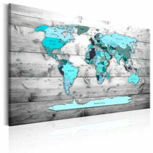 Wandbild - World Map: Blue World