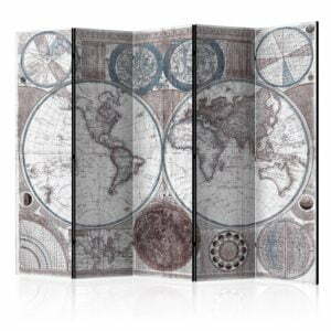 5-teiliges Paravent - Terraqueous Globe [Room Dividers]
