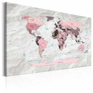 Wandbild - World Map: Pink Continents