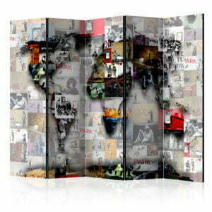 5-teiliges Paravent - Room divider – World map – Banksy