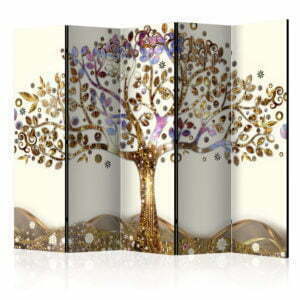 5-teiliges Paravent - Golden Tree II [Room Dividers]