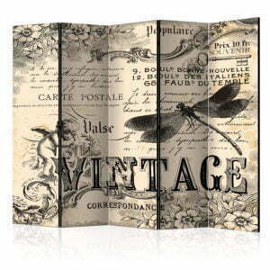 5-teiliges Paravent - Vintage Correspondence II [Room Dividers]