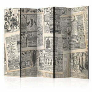 5-teiliges Paravent - Vintage Newspapers II [Room Dividers]